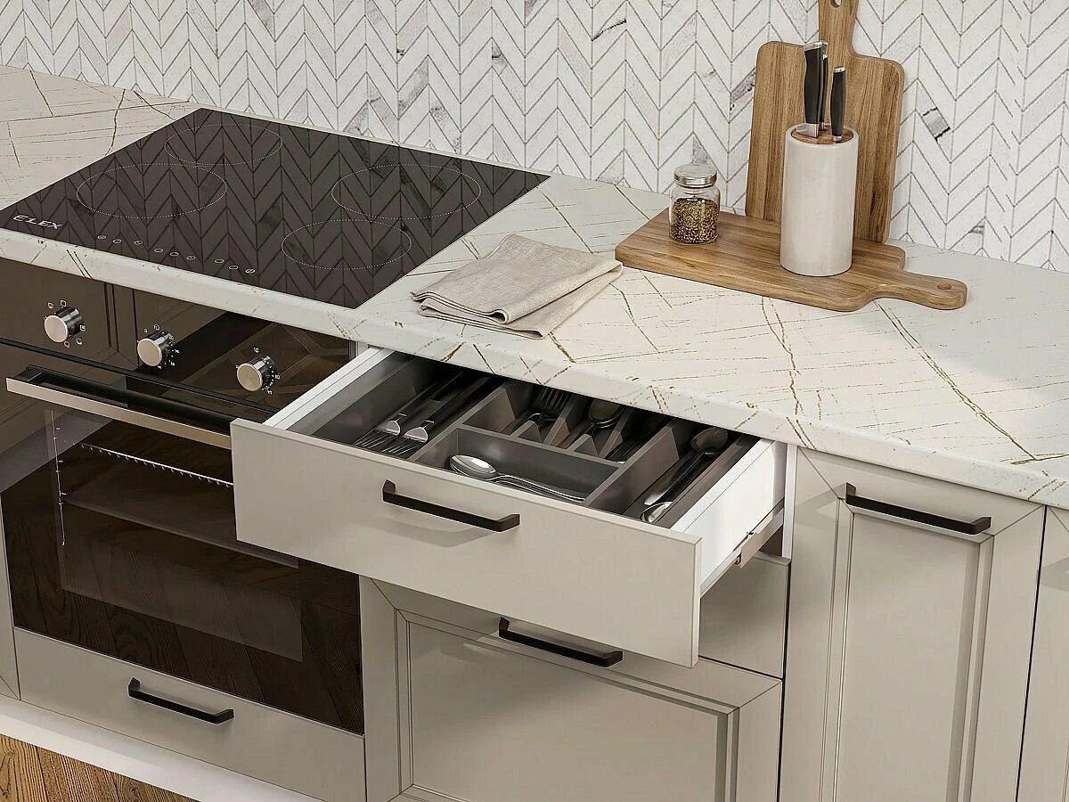 Кухонный гарнитур кухня 2,3 метра Нео-02 2140*2300*600 Grey Silk