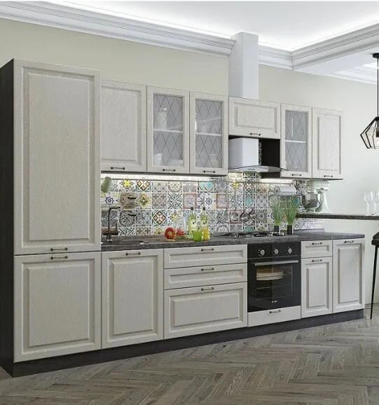 Готовый кухонный гарнитур кухня Ницца-02 со столешницей 2140*3300*600 Дуб крем