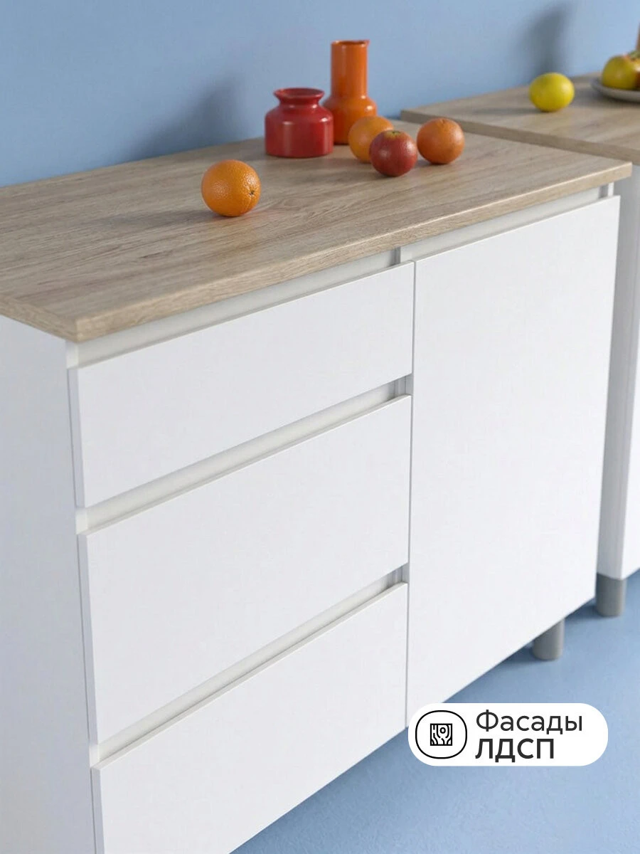 Модульная кухня прямая Зилта, 1.6 м (белый текстурный / дуб сонома)